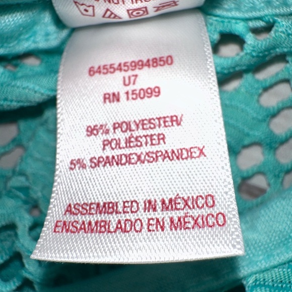 BONGO Turquoise Chevron Crochet Swim Cover-Up – Size Large Beach Swimming Summer - Picture 5 of 5